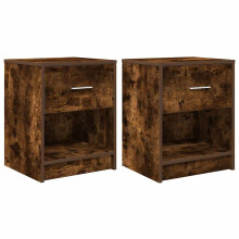 (smoked oak, 2 pcs) vidaXL Bedside Cabinets 2 pcs with Drawer Nightstand Bed Side Table