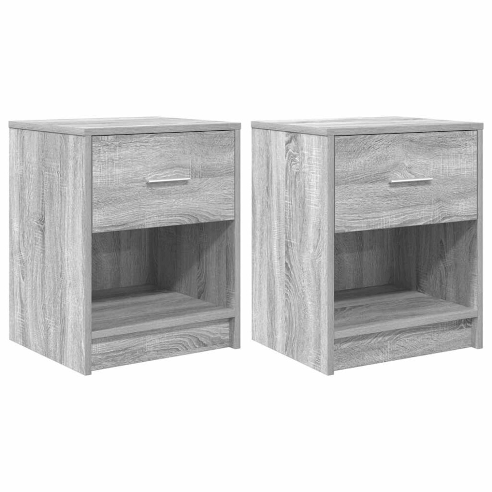 Vidaxl (Grey Sonoma, 2 Pcs) Bedside Cabinets 2 Pcs With Drawer Nightstand Bed Side Table