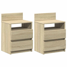 (sonoma oak, 2 pcs) vidaXL Bedside Cabinets with 2 Drawers Nightstand Bed Side Table Side Cabinet