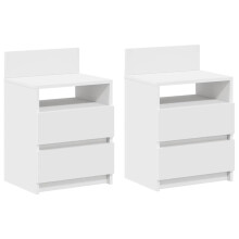 (white, 2 pcs) vidaXL Bedside Cabinets with 2 Drawers Nightstand Bed Side Table Side Cabinet