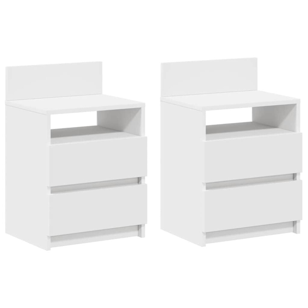 Vidaxl (, Pcs) Bedside Cabinets With Drawers Nightstand Bed Side Table Side Cabinet White Size 2