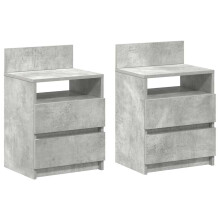(concrete grey, 2 pcs) vidaXL Bedside Cabinets with 2 Drawers Nightstand Bed Side Table Side Cabinet