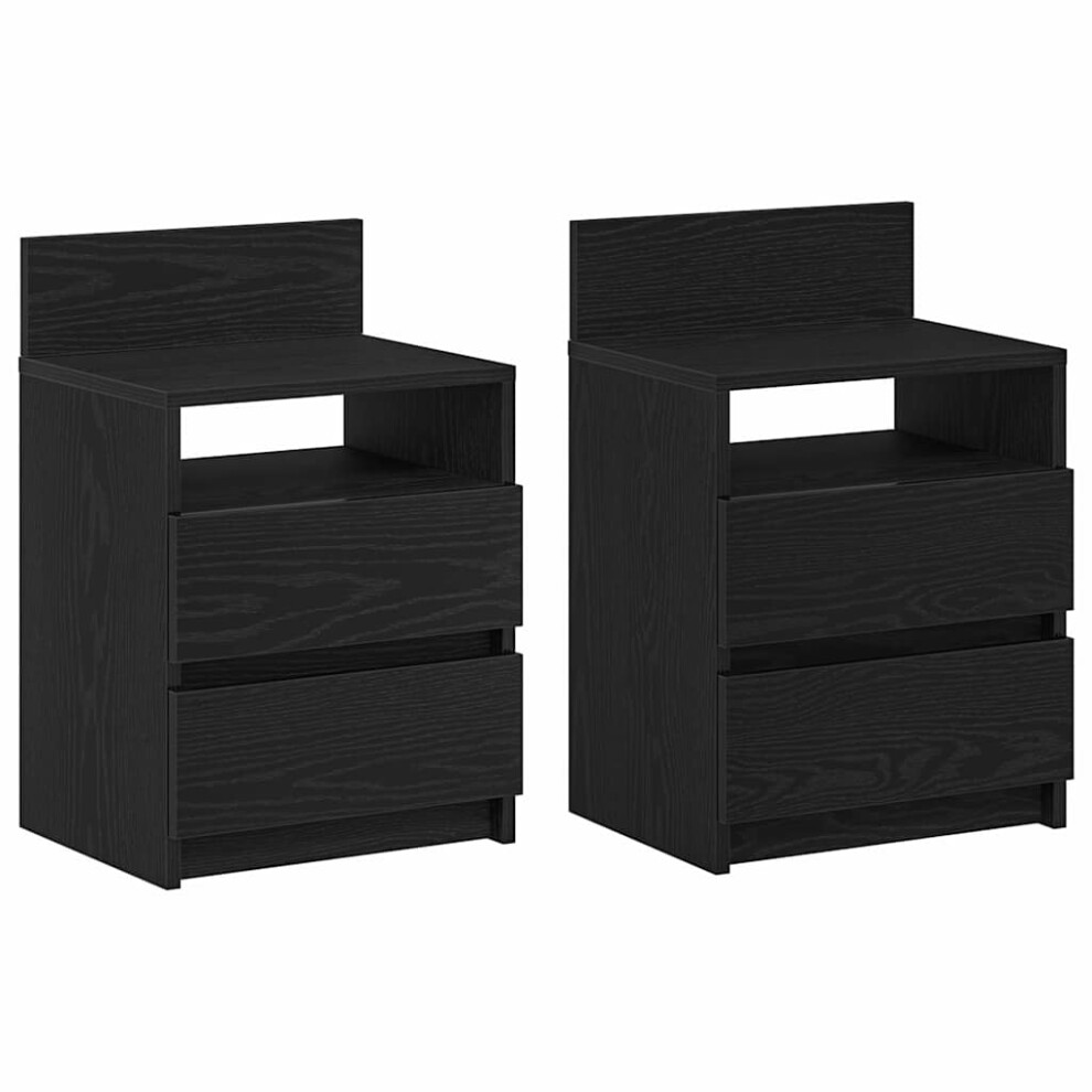 Vidaxl (, Pcs) Bedside Cabinets With Drawers Nightstand Bed Side Table Side Cabinet Black Size 2