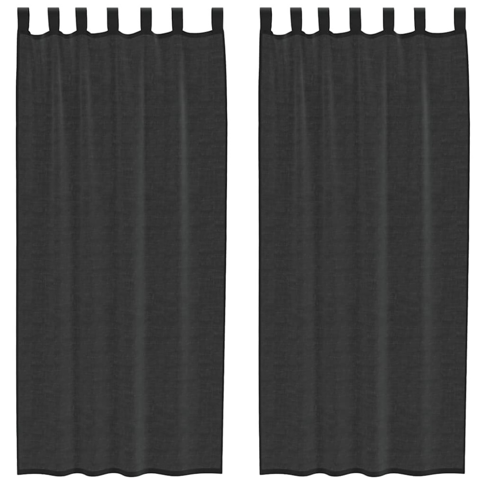 Vidaxl (Black, 140 X 245 Cm) Voile Curtains 2 Pcs Net Curtain Sheer Curtain