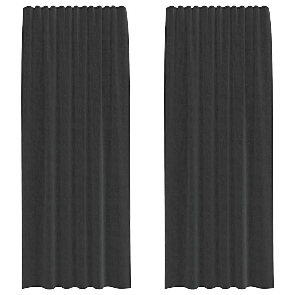 Vidaxl (Black, 140 X 225 Cm) Voile Curtains 2 Pcs Net Curtain Sheer Curtain