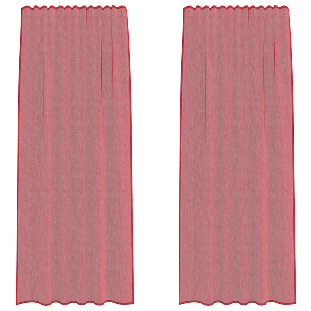 Vidaxl (Wine Red, 140 X 245 Cm) Voile Curtains 2 Pcs Net Curtain Sheer Curtain