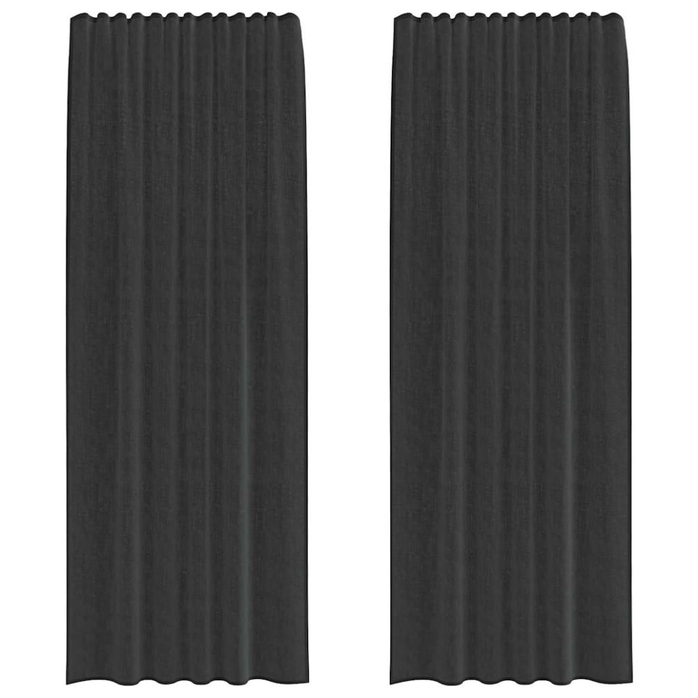 Vidaxl (Black, 140 X 260 Cm) Voile Curtains 2 Pcs Net Curtain Sheer Curtain