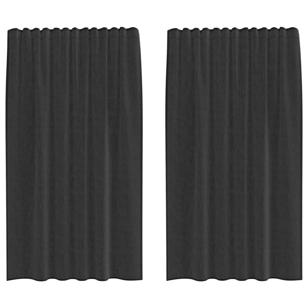 Vidaxl (Black, 140 X 175 Cm) Voile Curtains 2 Pcs Net Curtain Sheer Curtain
