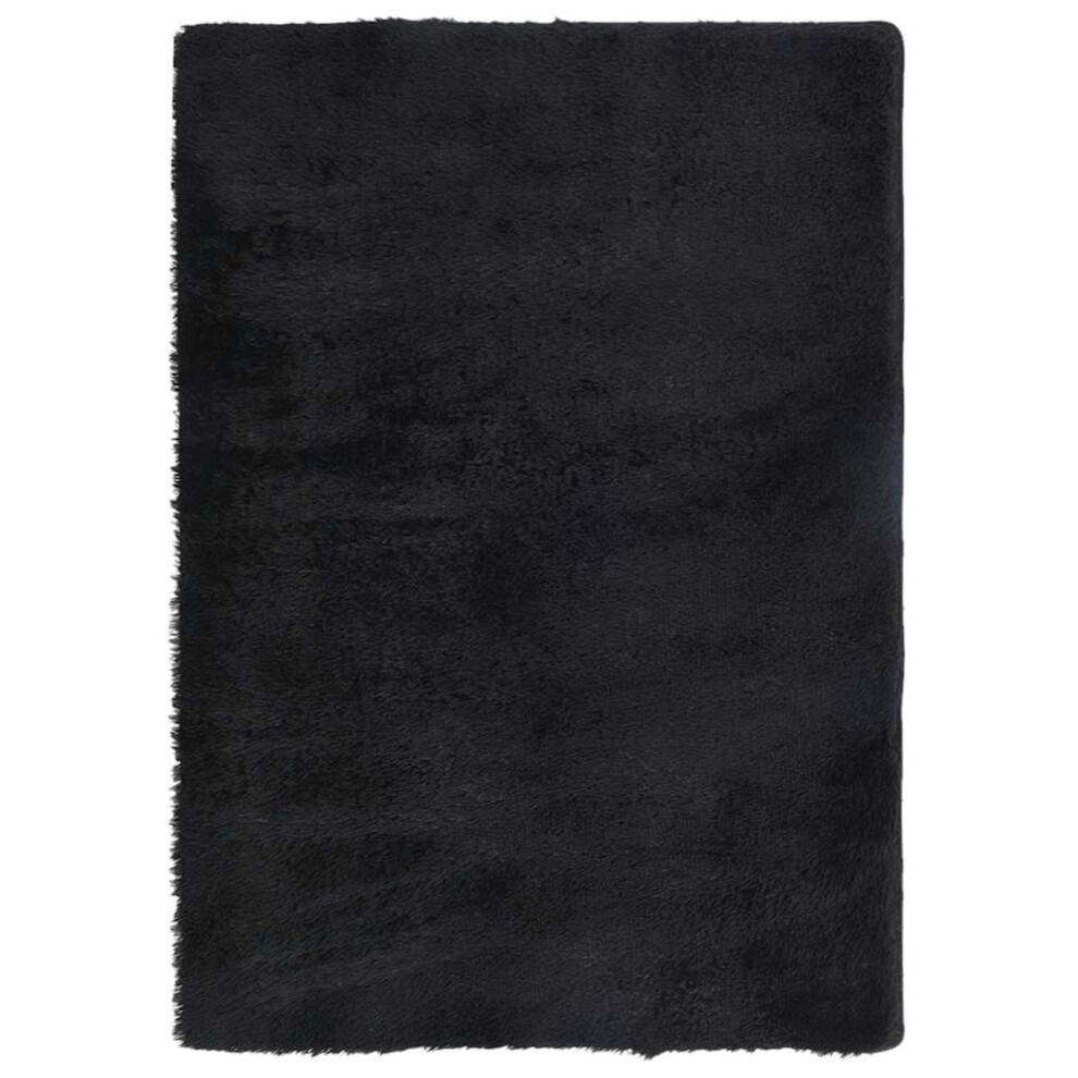 Vidaxl (Black, 120 X 170 Cm) Shaggy Rug High Pile Navarra Polyester Area Rug