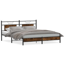 (smoked oak, 183 x 213 cm) vidaXL Metal Bed Frame without Mattress double bed