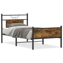 (smoked oak, 90 x 200 cm) vidaXL Metal Bed Frame without Mattress double bed