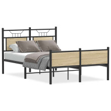 (sonoma oak, 120 x 200 cm) vidaXL Metal Bed Frame without Mattress double bed