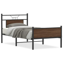 (brown oak, 90 x 190 cm) vidaXL Metal Bed Frame without Mattress double bed