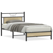 (sonoma oak, 100 x 190 cm) vidaXL Metal Bed Frame without Mattress double bed