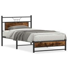 (smoked oak, 100 x 200 cm) vidaXL Metal Bed Frame without Mattress double bed