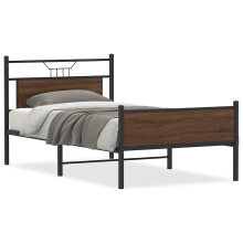 (brown oak, 100 x 190 cm) vidaXL Metal Bed Frame without Mattress double bed