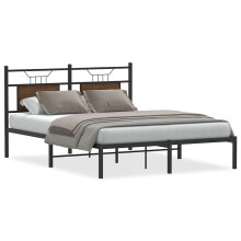 (brown oak, 137 x 190 cm) vidaXL Metal Bed Frame without Mattress double bed