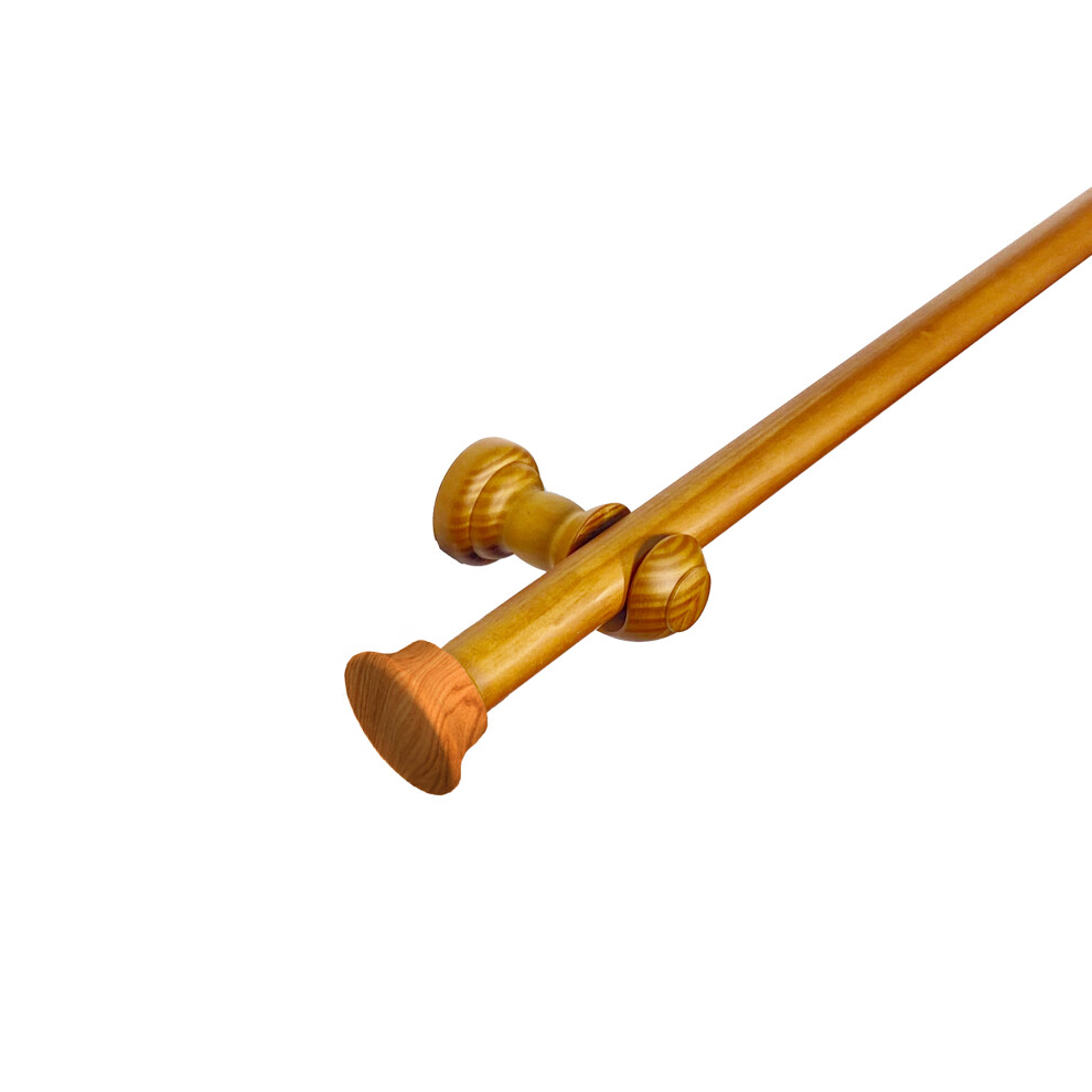 (120 cm, Aged Oak Traditional Stopper) Lister Cartwright 28 mm Eyelet Wooden Curtain Pole Set Fixed Length Poles Classic & Durable Design with Finials