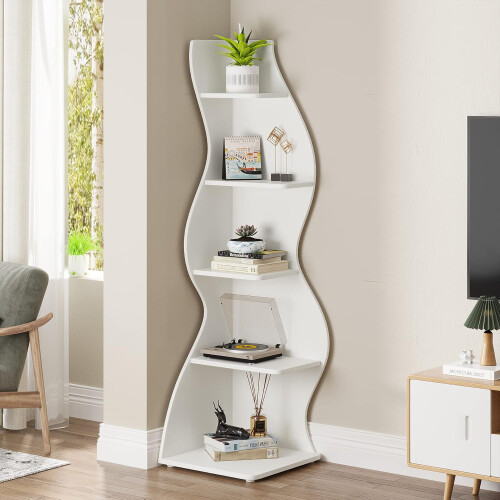 Tribesigns Tribesigns Corner Shelf 5-Tier Wall Corner Bookshelf, Corner Bookcase Storage Rack 1