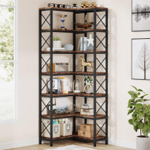 Tribesigns Boekenkast Hoekplank, 60 x 60 x 200 cm, 14 Planken, Metaal