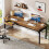 Tribesigns Bureau d'ordinateur double Tribesigns de 200 cm de long avec 2 tiroirs, bureau d'?criture, bureau 5