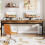 Tribesigns Bureau d'ordinateur double Tribesigns de 200 cm de long avec 2 tiroirs, bureau d'?criture, bureau 4