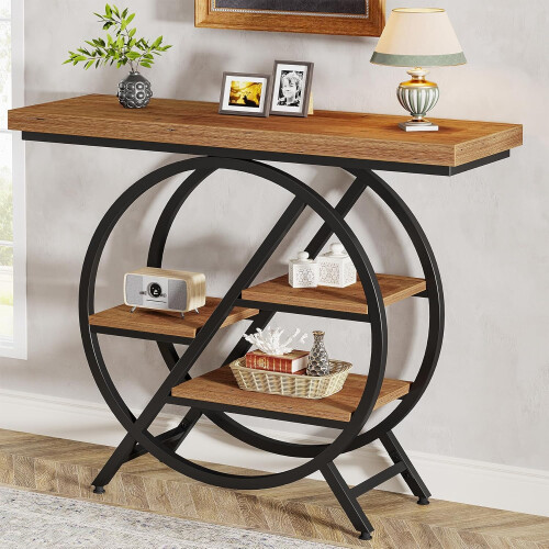 Tribesigns Tribesigns console table 100 cm entry table with 4-tier shelf, hallway sofa table