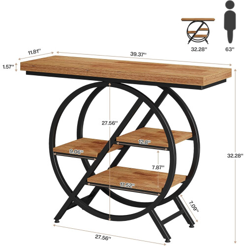Tribesigns Tribesigns console table 100 cm entry table with 4-tier shelf, hallway sofa table 2