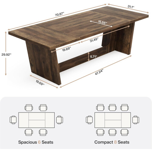 Tribesigns Tribesigns Dining Table Kitchen Table for 6-8 People, 180 x 79 x 75 cm, Rectangular Dining Table 1