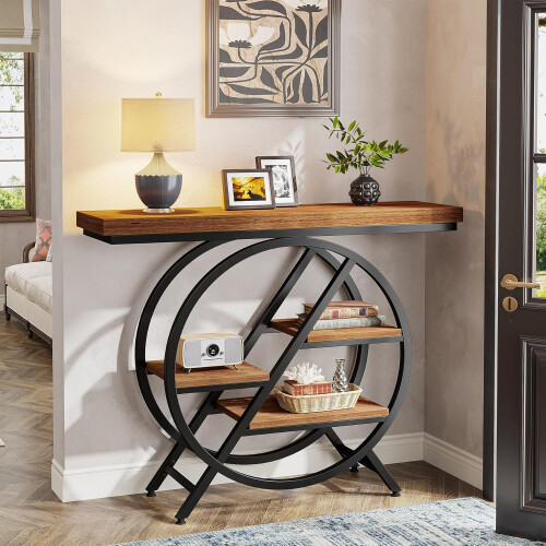 Tribesigns Tribesigns console table 100 cm entry table with 4-tier shelf, hallway sofa table 1