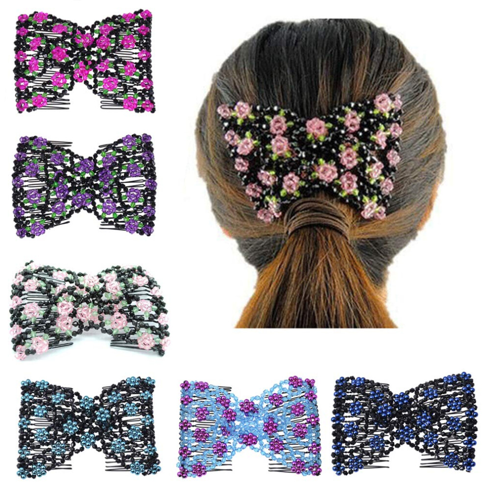 Ruihfas Magic Hair Side Combs Stretch Double Clips Hair Combs Bun Maker Hair Accessories For Women Girls Thick And Thin Hair Pack Of 6