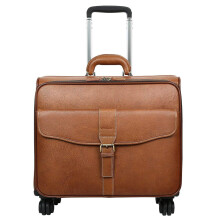 Leathario Leather Rolling Laptop Case Wheeled Briefcase Suitcase Rolle