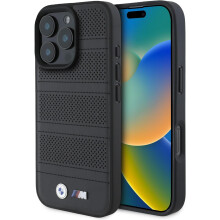 BMW M Perforated Stitched Line Case with MagSafe for iPhone 16 Pro Max 6.9" Black - BMHMP16X23PUSPK