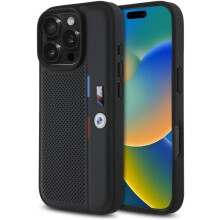 BMW M Perforated Tricolor Detail Line Case for iPhone 16 Pro Max 6.9" Black - BMHCP16X23PUPVK