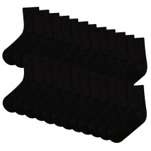 (6-9 Years (12.5-3.5), Black) Kids Unisex Pack Of 12 Ankle School Cotton Socks