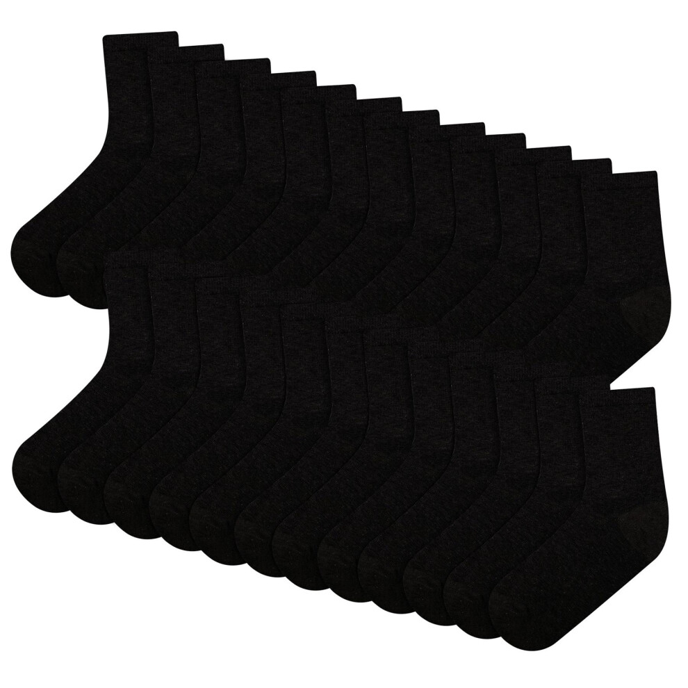 A2zkids (6-9 Years (12.5-3.5), Black) Kids Unisex Pack Of 12 Ankle School Cotton Socks