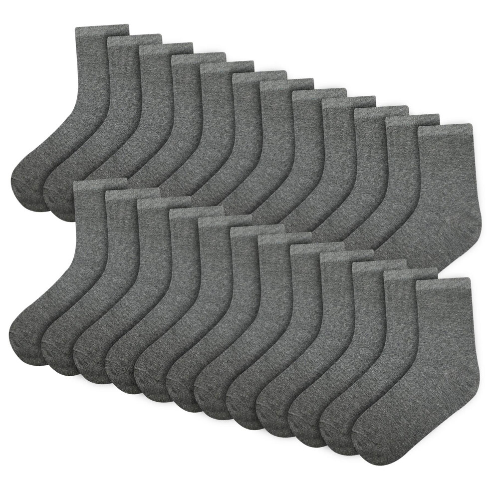 A2zkids (6-9 Years (12.5-3.5), ) Kids Unisex Pack Of 12 Ankle School Cotton Socks Grey