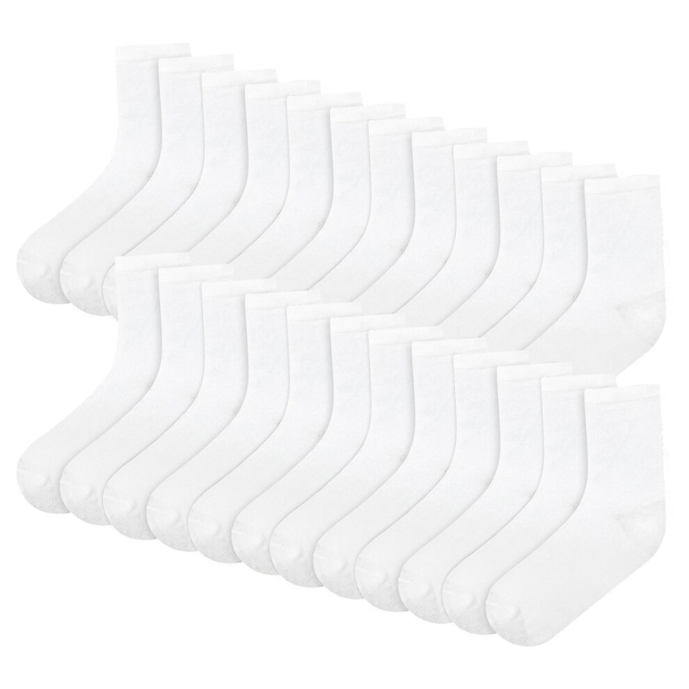 A2zkids (10-14 Years (4-5.5), ) Kids Unisex Pack Of 12 Ankle School Cotton Socks White