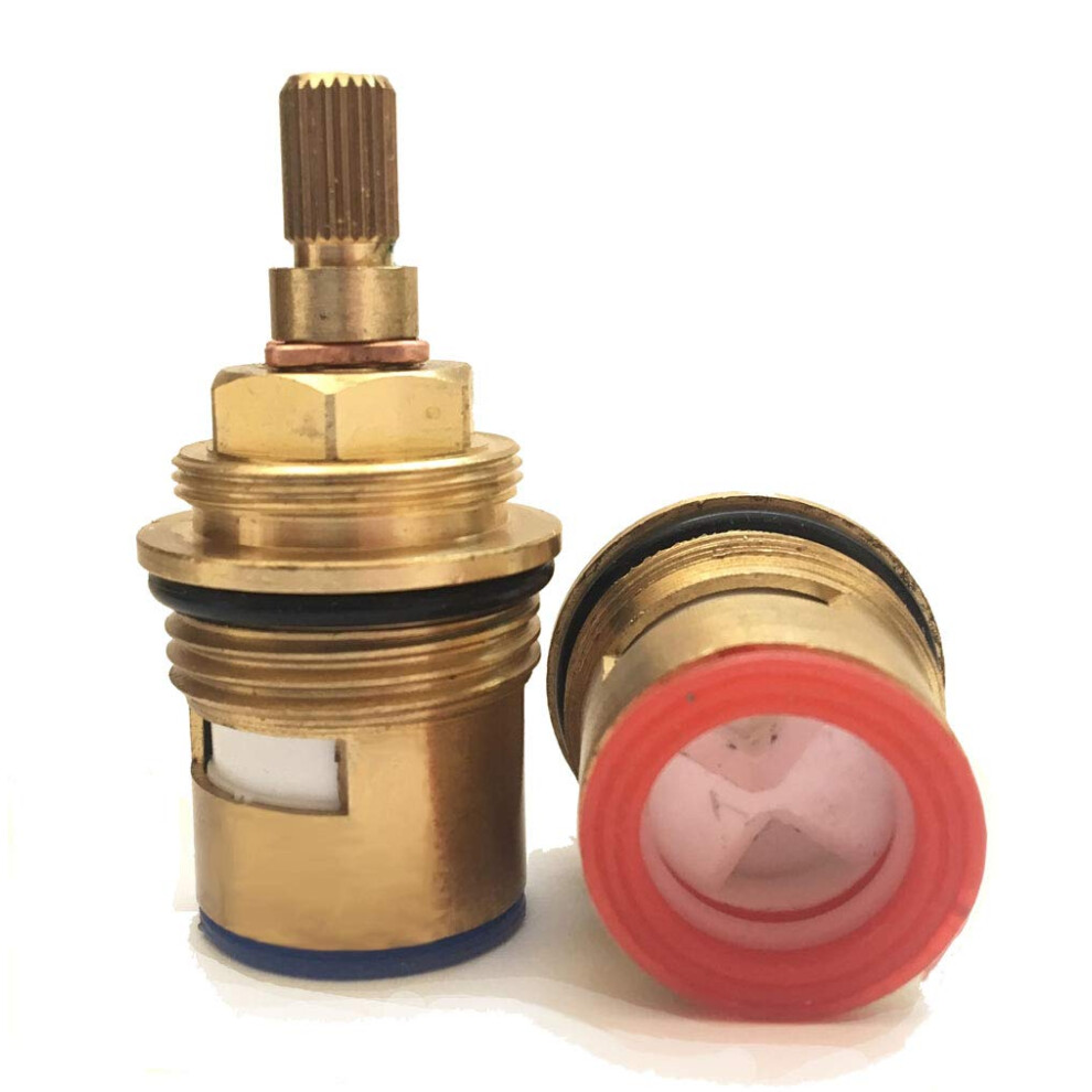 Bath Bsp 3/4" X 57Mm X 24 Teeth On Spline Quarter Turn Bath Shower Mixer Control On Off Tap Cartridge Valve Pair 5060565760899