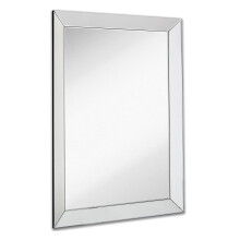 Large Framed Wall Mirror with 3 Inch Angled Beveled Mirror Frame | Premium Silver Backed Glass Panel Vanity, Bedroom, or Bathroom | Mirrored Rectangle