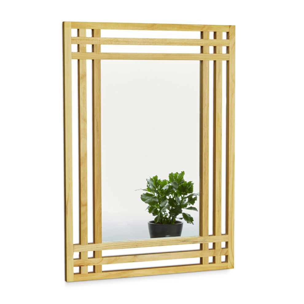 Relaxdays Pine Wood Mirror, Size: 70 x 50 x 2 cm Wall Mirror Hanging Mirror for the Bathroom, Wall-Mounted Large Bath Mirror with Wooden Frame as Deco-image-OPC-PG9DHPW-NEW