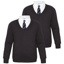 (L, Black 2 Pack) Adult Kids Unisex Single & 2 Pack V Neck Jumper