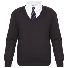 (L, Black) Adult Kids Unisex Single & 2 Pack V Neck Jumper