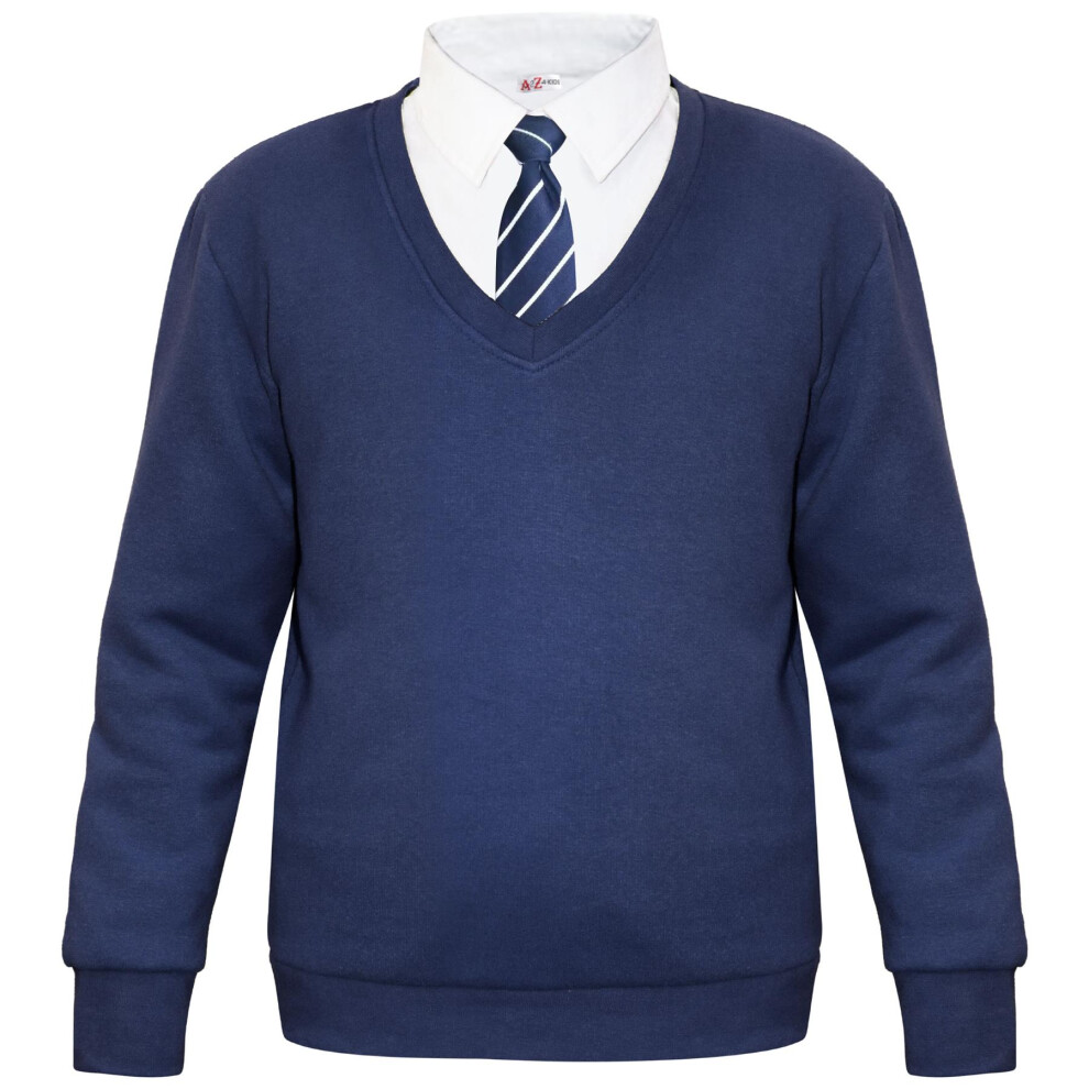 A2zkids (11-12 Years, Navy) Adult Kids Unisex Single & 2 Pack V Neck Jumper