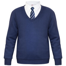(7-8 Years, Navy) Adult Kids Unisex Single & 2 Pack V Neck Jumper