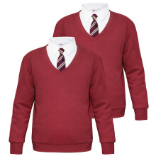 (5-6 Years, Wine 2 Pack) Adult Kids Unisex Single & 2 Pack V Neck Jumper