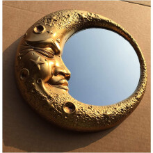 Moonlight Moon Wall Mirror in Gold 32 Diameter New Boxed Luna Very Subtle Piece