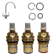 Franke Triflow Corinthian Compatible Tap Repair Spares Kit - Spout O Ring Seals & Ceramic Cartridge Valves (set of 3)