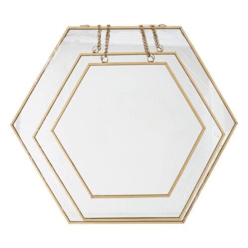 Set of 3 gold hexagonal mirrors 2