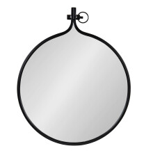 Kate and Laurel Yitro Round Industrial Modern Metal Framed Wall Mirror, 23.5x28.5, Black